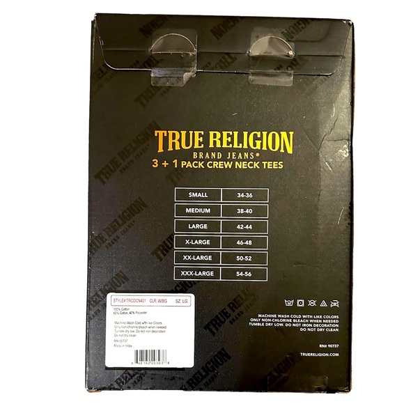 NEW Bundle of 4 Crew Neck True Religion T-shirts,Premium Cotton,Multi Color,  L - Picture 3 of 5